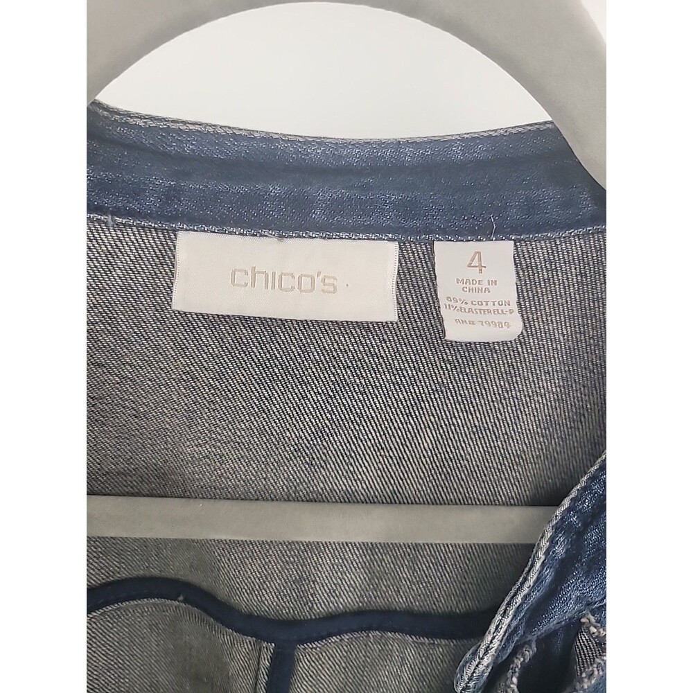 Chico's Womens Soft Denim Jacket Size 2X Boho Preppy Bohemian Office Work - Picture 5 of 7
